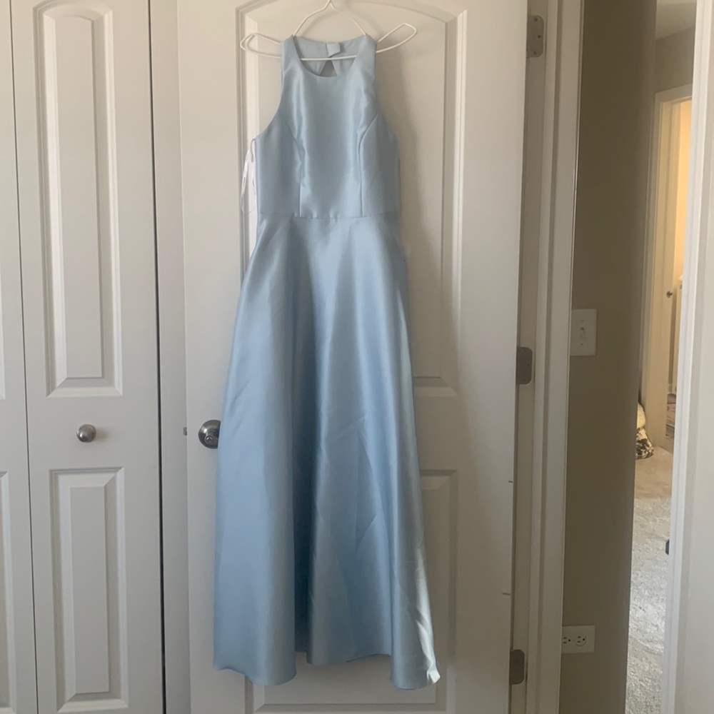 Dessy Collection Twill Halter Silver Mist Junior Bridesmaid Dresses